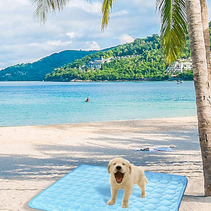 VeMee Summer Cooling Mat for Dogs Cats Ice Silk Self Dog Cooling Mat Breathable Pet Crate Pad Portable & Washable Pet Cooling Blanket for Outdoor or Home (28 X 22in