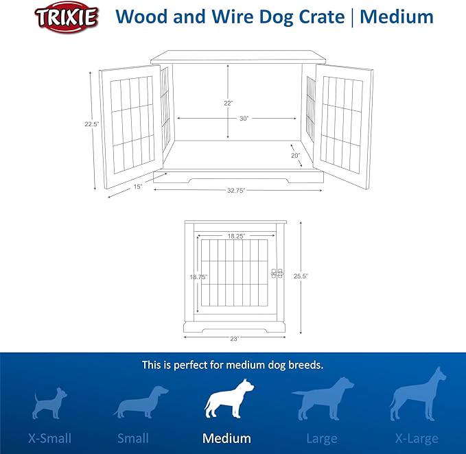 TRIXIE 32.7" Indoor Dog Crate 50 lb,