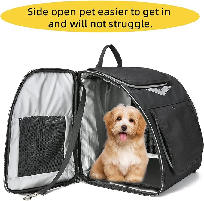 Dog Bike Basket Foldable Dog Bike Carrier Large Waterproof Pet Carrier Backpack, Dog Backpack Carrier for Cat Dog Puppy(Black)