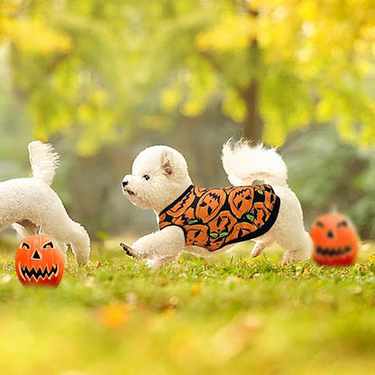 PET SHOW 4 Pack Halloween Dog Shirts for Extra Small Dogs Ghost Pumpkin Doggies Tank Top Tee Black Orange T-Shirts Pets Holiday Party Sleeveless Vest Cats Kittens Puppy Clothes Boys Girls(X-Small)