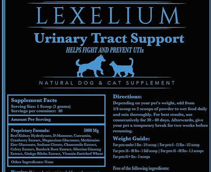 Organic Urinary Tract Infection UTI Support for Dogs and Cats - Fortified with Cranberry, D Mannose, and Curcumin - Optimizes Kidney & Bladder Function - Can Prevent Kidney/Bladder Stones - 200 G