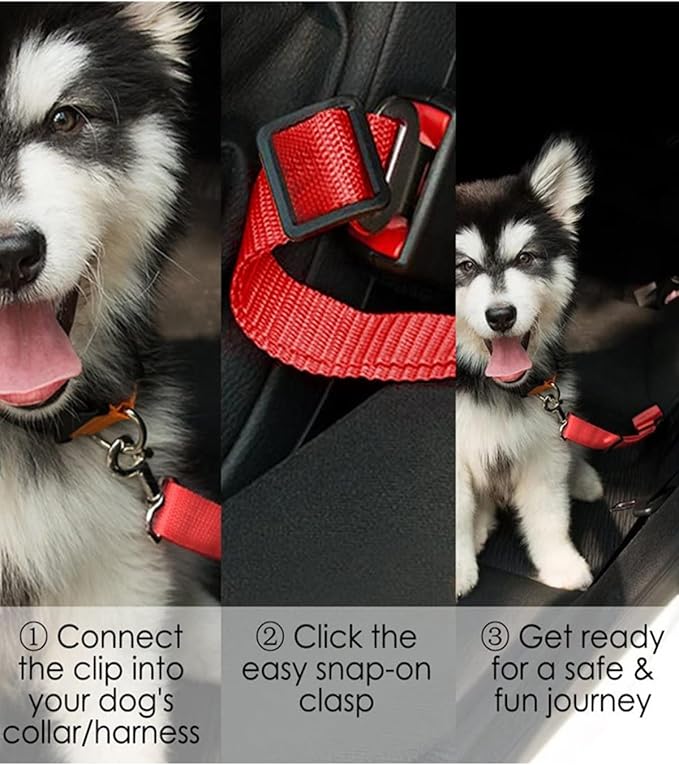 Dog Seat Belts 2 Pack Dog Car Seat Belts Adjustable Dog Seat Belt for Car, Dog Seatbelt, Dog Car Seat Belts, Seat Belt for Dogs in Car Pet Seat Belts for Dogs, Cats and Pets(Black Pink)