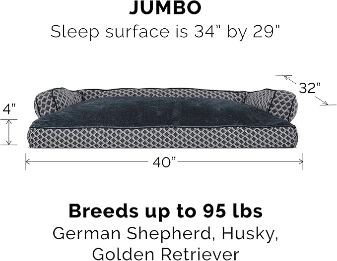 Furhaven Pillow Dog Bed for Large Dogs w/ Removable Bolsters & Washable Cover