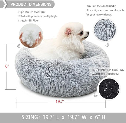 nononfish Dog Bed for Small Dogs，Gray Cute Plush ，19 inches 15 lbs