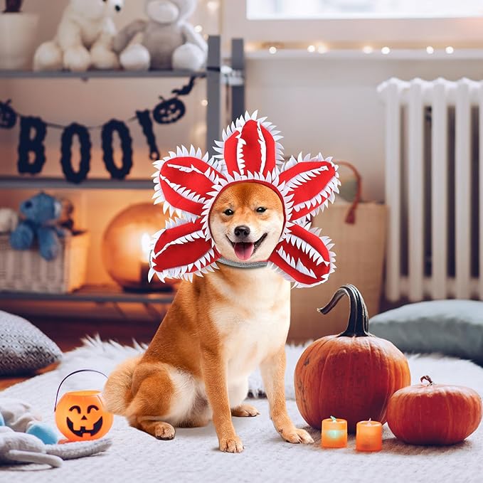 HOTUMN Dog Halloween Costume - Halloween Pet Scary Flower Hat Dog Demon Costumes Funny Hat Headband Soft Monster Cosplay Outfit and Cute Dog Decoration for Medium Large Breeds (Medium)