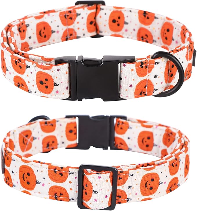 Lionet Paws Halloween Dog Collar Soft Comfortable Bowtie Dog Collar with Metal Buckle Adjustable Collars for Puppy and Cat 7-11in