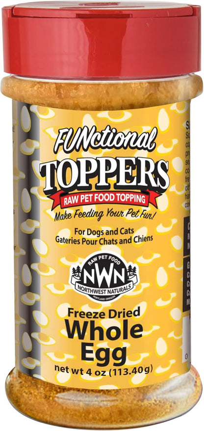 Northwest Naturals Freeze-Dried Whole Chicken Egg Functional Topper - for Dogs & Cats - Healthy, 1 Ingredient, Human Grade Pet Food, All Natural - 4 Oz (Packaging May Vary)(Pack of 2)