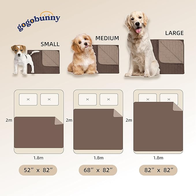 gogobunny 100% Double-Sided Waterproof Dog Bed Cover Pet Blanket Sofa Couch Furniture Protector for Puppy Large Dog Cat, Reversible (82x120 Inch (Pack of 1), Dark Chocolate/Light Chocolate)