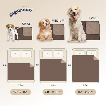 gogobunny 100% Double-Sided Waterproof Dog Bed Cover Pet Blanket Sofa Couch Furniture Protector for Puppy Large Dog Cat, Reversible (82x82 Inch (Pack of 1), Dark Chocolate/Light Chocolate)