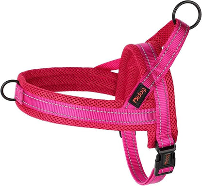 Didog Soft Mesh Padded Dog Vest Harness, Escape Proof/Quick Fit Reflective Dog Strap Harness,Easy for Walking Training (XS:Chest 15-18", Mesh-Hot Pink)