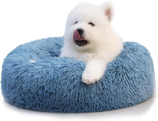 Comfy Calming Dogs Bed for Deep Sleep Small Dogs，19" Round 15 lbs