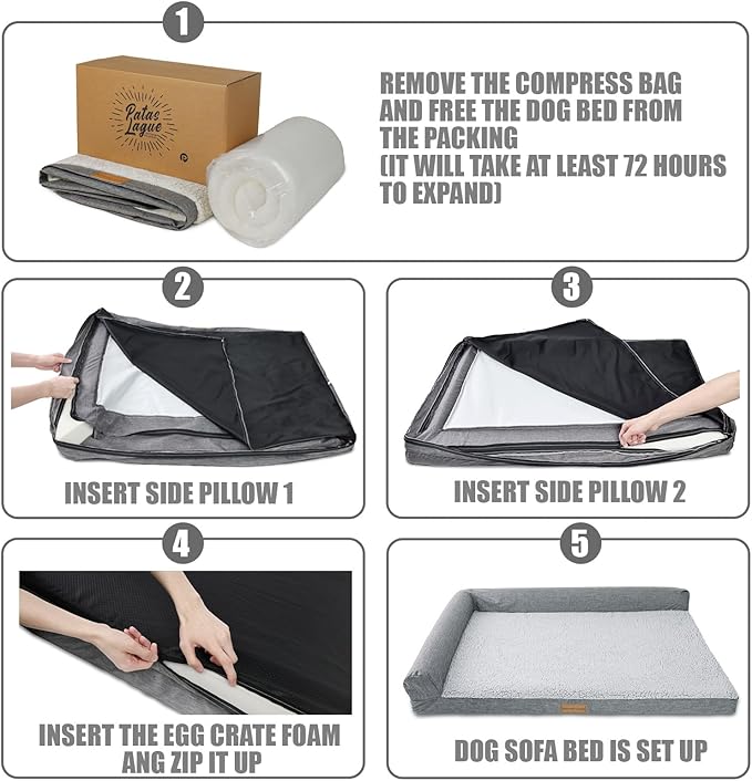 Patas Lague Orthopedic Dog Bed for Medium Dogs 30''X20''