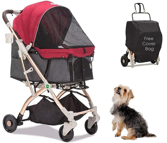 Pet Rover Lite Premium Light-Weight Dog/Cat/Pet Stroller Travel 2nd-Gen)28x20x40Inch(Pack of 1)