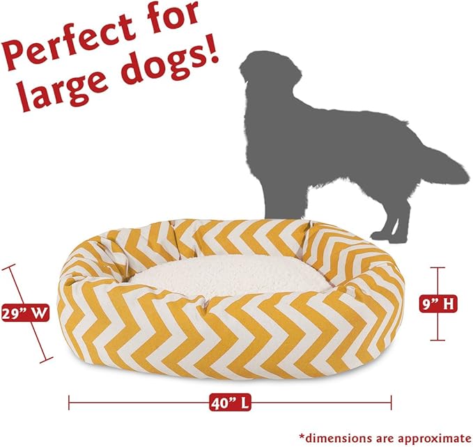 40 inch Yellow Chevron Sherpa Bagel Dog Bed