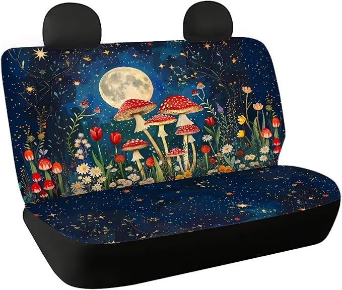 AFPANQZ Moon Mushroom Car Rear Seat Covers Set