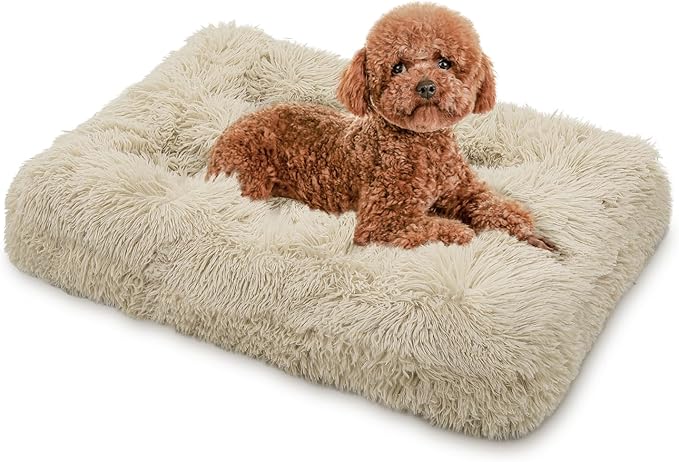 MoNiBloom 28.5"x21"x4" Dog Beds for Small Size Dogs Machine-Washable Long Plush Pet Beds Warming Cozy Soft Bed for Dogs and Cat