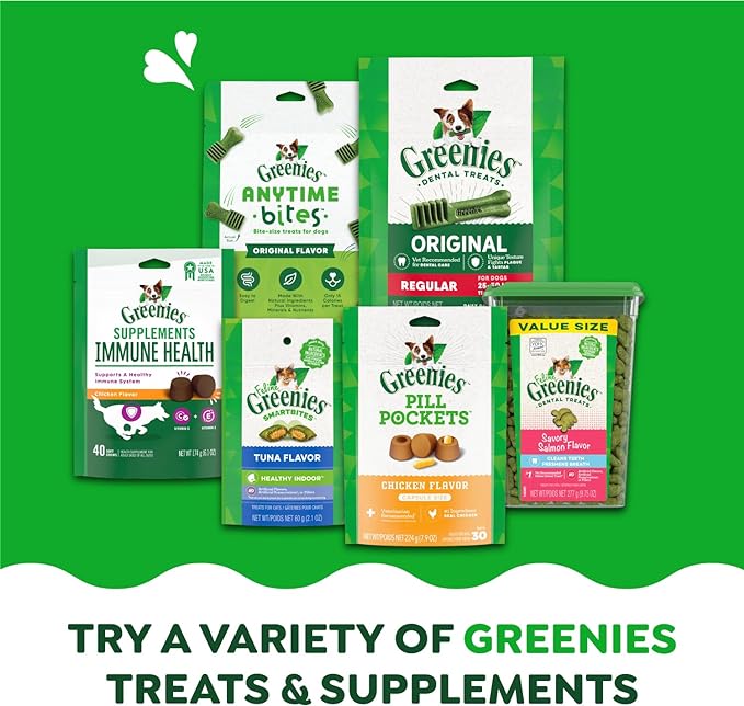 GREENIES PILL POCKETS for Dogs Tablet Size Natural Soft Dog Treats with Real Peanut Butter, 3.2 oz. Pack (30 Treats)