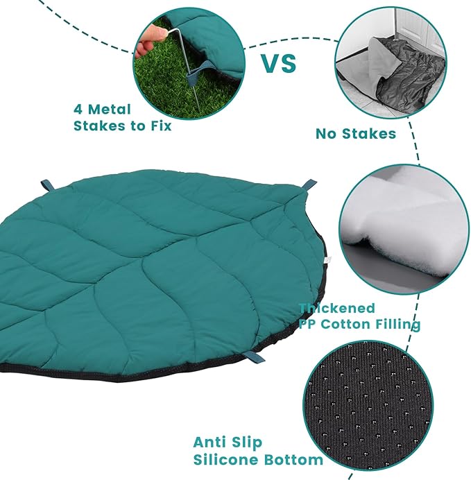 Outdoor Dog Bed Waterproof Washable Travel Camping Dog Bed with 4 Metal Stakes & Carry Bag