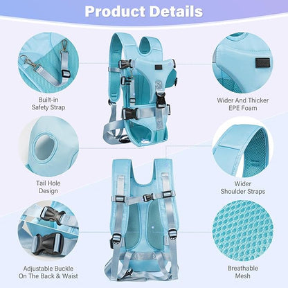 YUDODO Pet Dog Front Carrier Backpacks Multiple Adjustable Small Dog Chest Carrier Legs Out Easy-Fit Dog Travel Backpack Carrier for Hiking Camping for Small Medium Dogs Cats and Rabbit (Medium,Blue)