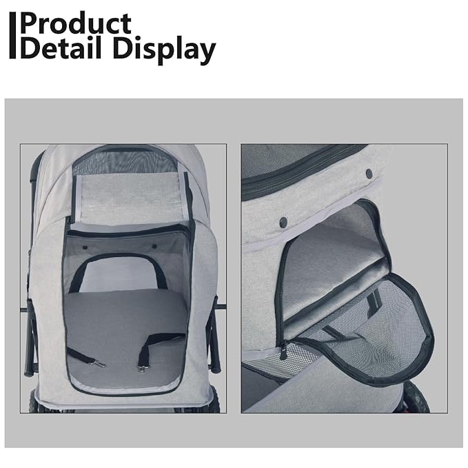 Reversible Handlebar Pet Stroller for Medium Dogs 360 Rotating 2 Security