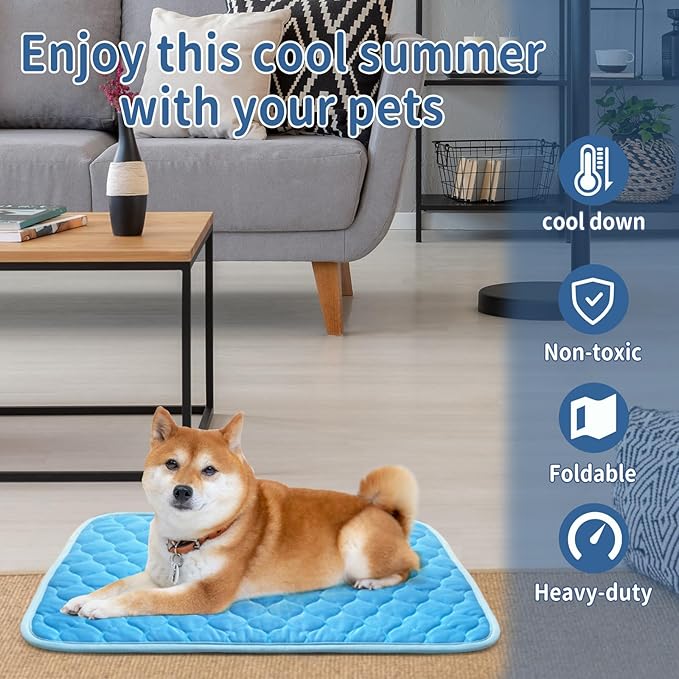 NAMOTEK Washable Dog Cooling Mat Ice Silk Cooling 27" Lx19 x0.48 Th
