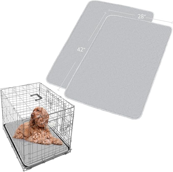 Dog Crate Mat and Washable Pee Pads for Dogs 2 Pack(42"X28") 42 Inch