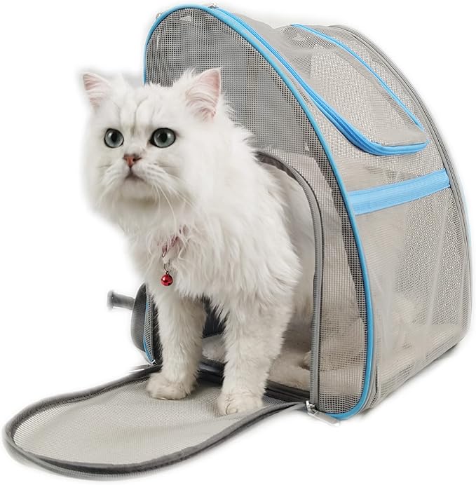 Pet Carrier Backpack, Ventilated and Breathable for Cats Dogs, Collapsible Designed for Travel, Hiking & Outdoor Use Blue