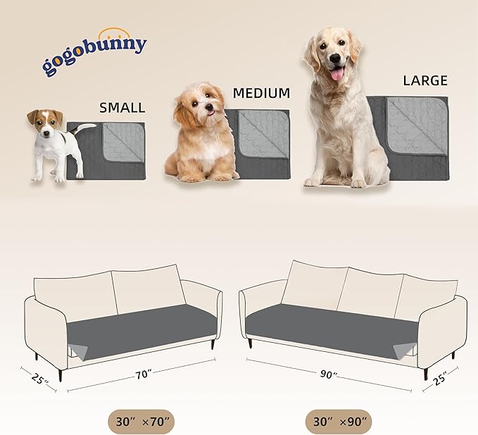 gogobunny 100% Double-Sided Waterproof Dog Bed Cover Pet Blanket Sofa Couch Furniture Protector for Puppy Large Dog Cat (30x90 Inch 1), Dark