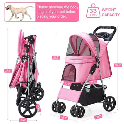Pet Stroller 4 Wheel,