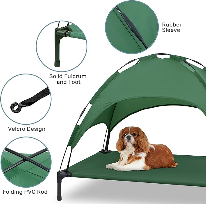 Heeyoo Elevated Dog Bed with Canopy