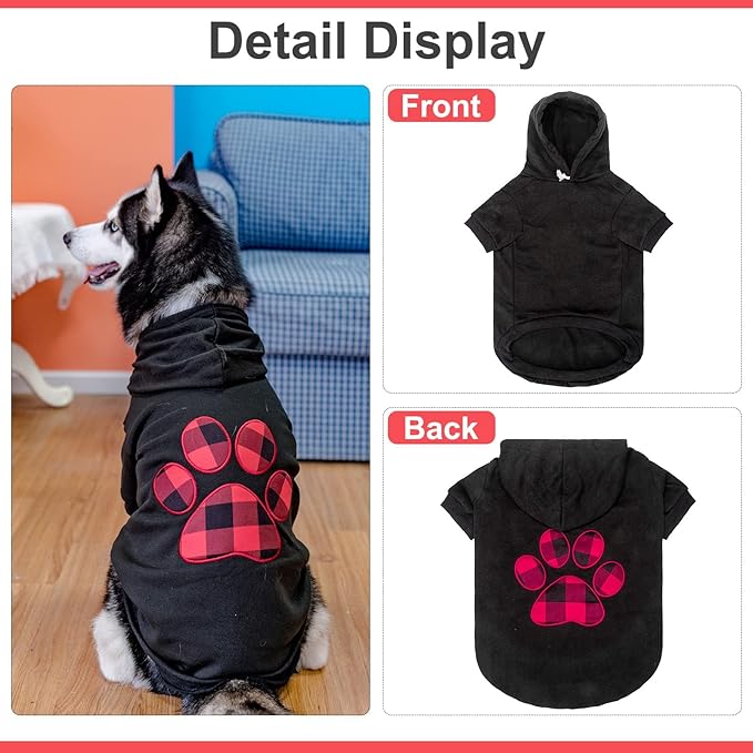 KOOLTAIL Plaid Dog Hoodie Pet Clothes Sweater with Hat and Pocket for Small Medium Large Size Dogs