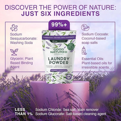 Laundry Bundle | Carpet Freshener Lemon & Eucalyptus 47oz | Pet-Friendly Carpet Deodorizer | Laundry Powder Lavender & Eucalyptus 47oz| Hypoallergenic Laundry Powder 94 Loads