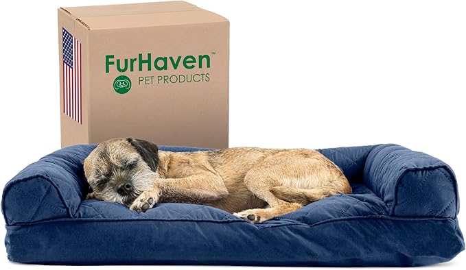 Furhaven Pillow Dog Bed for Medium/Small Dogs w/ Removable Bolsters & Washable Cover