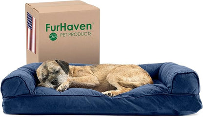 Furhaven Pillow Dog Bed for Medium/Small Dogs w/ Removable Bolsters & Washable Cover
