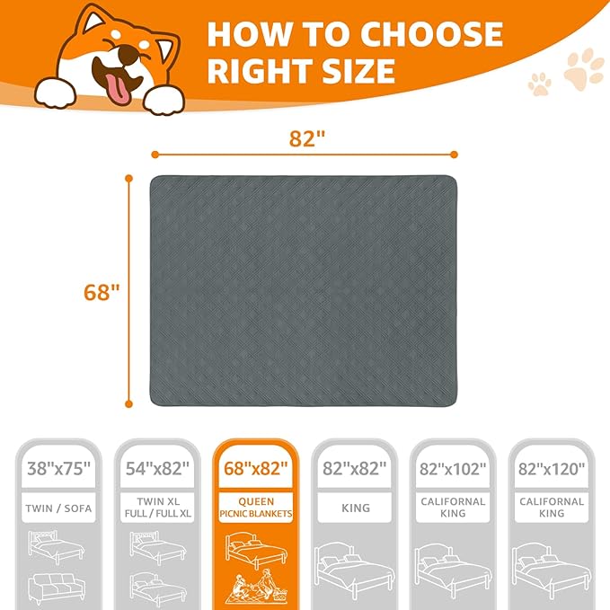 LOOBANI Waterproof Dog Blanket 2 Pack 68X82in, Dark