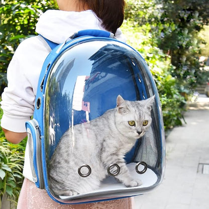 Cat Backpack,Pet Bubble Backpack Carrier with Cat Wand Feather Toy,Large Portable Ventilated Transparent Carry Backpack for Cat & Small Dog,Airline Approved Kitten Carrier Bag for Hiking Outdoor