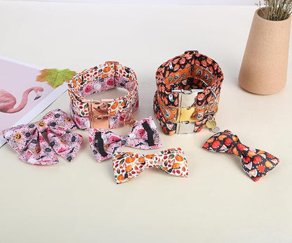 DOGWONG Fall Dog Collar with Bowtie