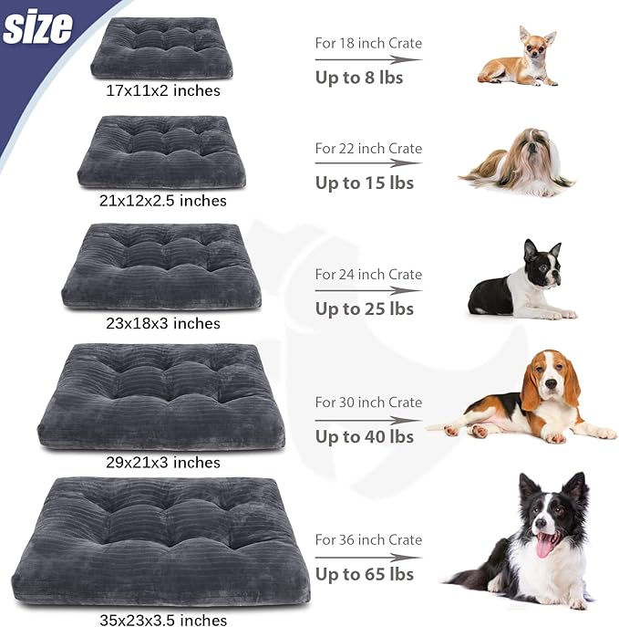 Dog Crate Bed Washable Dog Beds for Extra Small Dogs Deluxe Thick Flannel Fluffy Comfy Kennel Pad Anti-Slip & Anti-Scratch Pet Sleeping Mat 21 x 12 Inch,