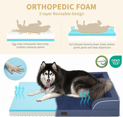 Memory Foam XXL Dog Bed with Bolsters