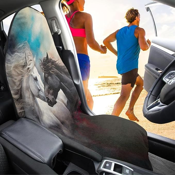 Horse Sweatproof Towel Car Front Seat Cover Non-Slip Bucket Seat Protector Easy to Install from Sweat