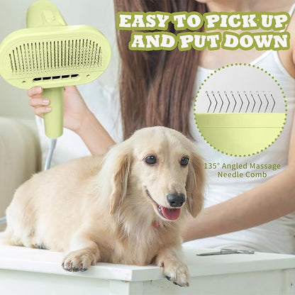 2-in-1 Pet Dryer and Brush- Overheating Protection, 3 Blowing Modes, Low Noise- Ideal Dog Dryer for Pet Grooming, Small and Medium Dogs/Cats- Slim Handle- Dog Blow Dryer (yellow)