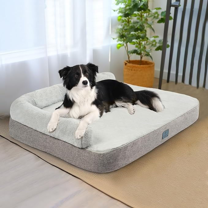 Veehoo Orthopedic Dog Bed with Bolster for Medium Large Dogs 60 lbs,