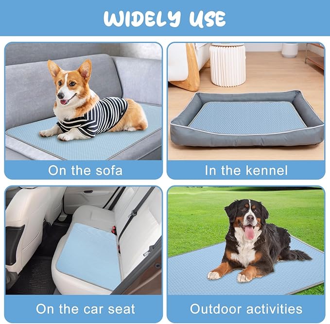 Summer Dog Cooling Mat Washable Ice Silk Self Cool Pad for Small Medium Large Dogs and Cats 27x22in)