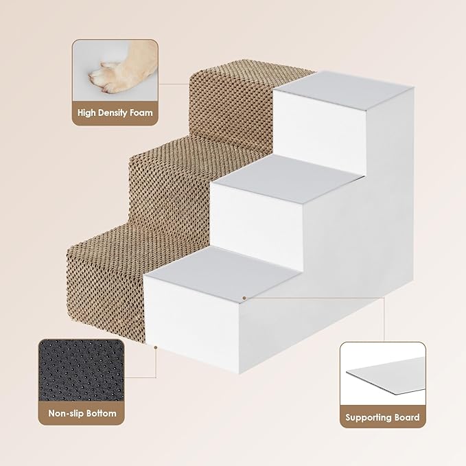 EHEYCIGA Dog Stairs for Small Dogs 13.5" H 3-Step Dog