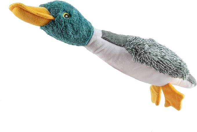 Best Pet Supplies Interactive Mallard Mates Dog Toy with Crinkle and Squeaky Enrichment for Small and Medium Breed Puppies or Dogs, Cute and Plush - Mallard Duck (Gray), Medium