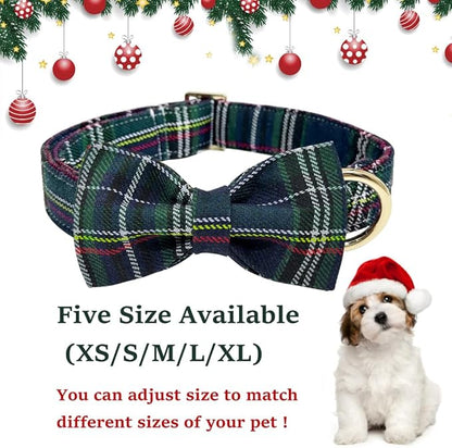 Christmas Day Dog Collar with Bow Red Green