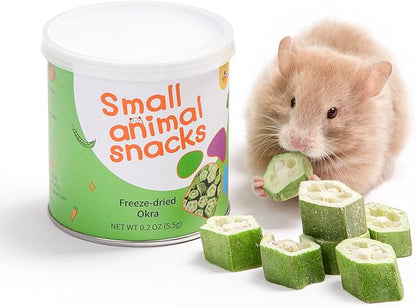 Niteangel Hamster Snack & Treats Toy - Small Animal Natural Treat for Dwarf Syrian Robo Hamsters Gerbils Mice Degus or Other Small-Sized Pets (Freeze-Dried Okra - 0.2oz (5.5g))