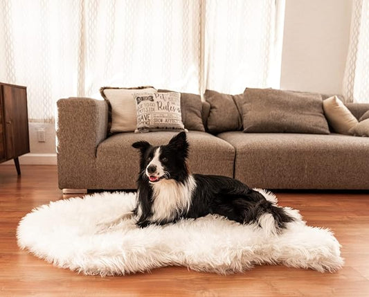 PupRug Orthopedic Dog Bed for Large Dogs with Fluffy Soft Faux Fur and Memory Foam for Joint Pain Relief