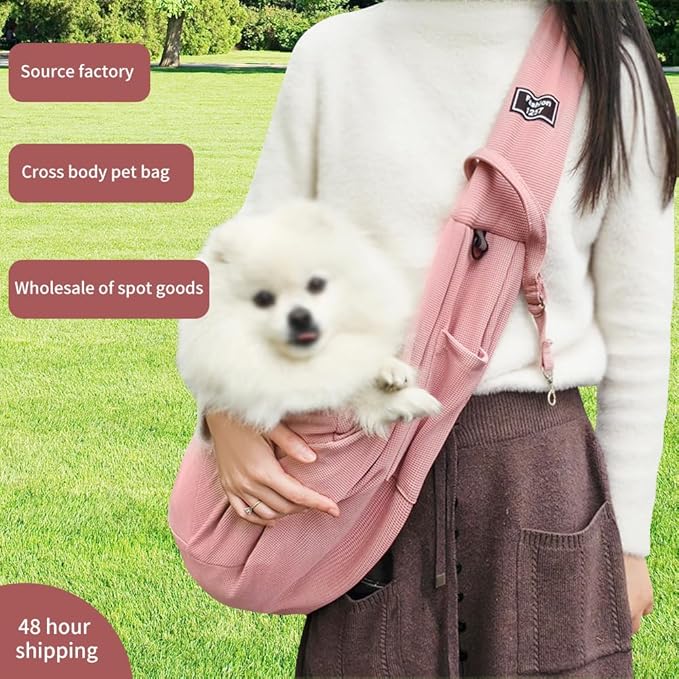 Pet Dog Sling Carrier - Travel Safe Bag for Small Puppies and Kittens up to 15 lbs, Comfortable Backpack for Outdoor Adventures and Subway Travel