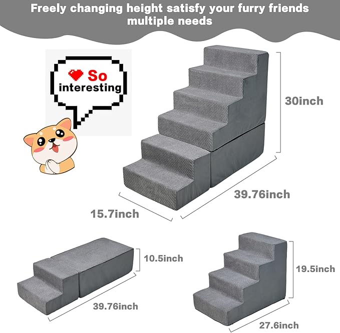 Dog Stairs 30 inches High 28-34 inches 33D Foam 30 inches,